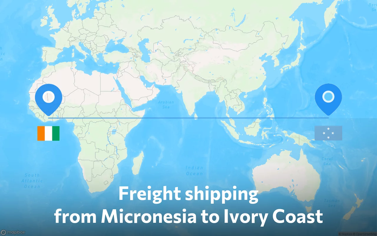 Shipping route from Micronesia to Ivory Coast