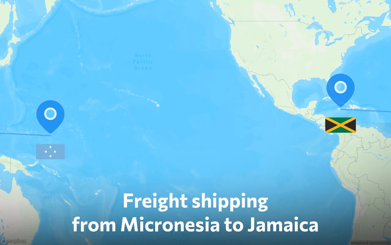 Shipping route from Micronesia to Jamaica
