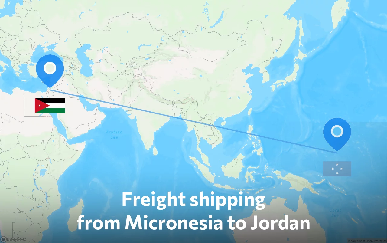 Shipping route from Micronesia to Jordan