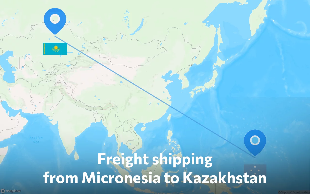 Shipping route from Micronesia to Kazakhstan
