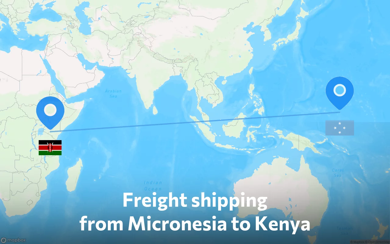 Shipping route from Micronesia to Kenya