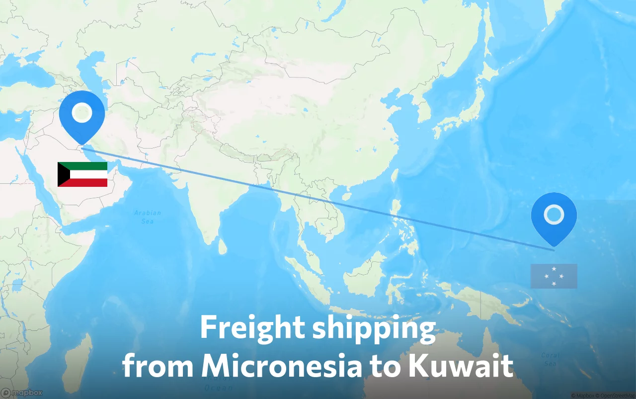 Shipping route from Micronesia to Kuwait