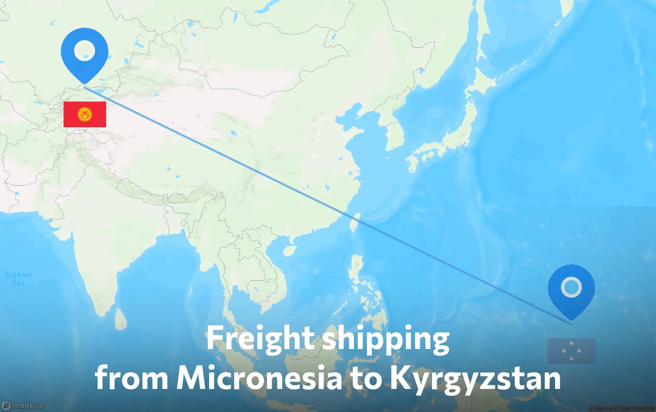 Shipping route from Micronesia to Kyrgyzstan