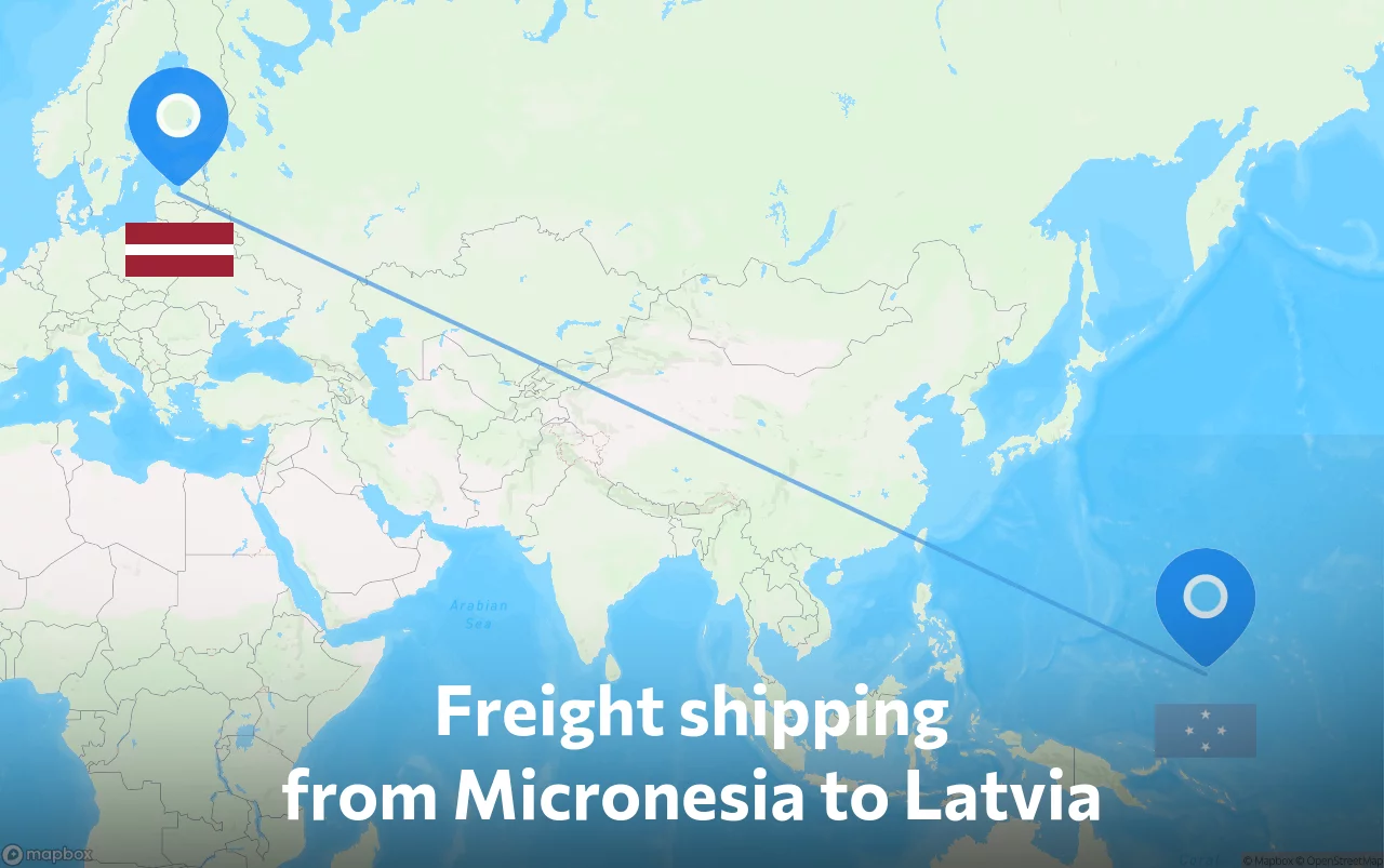 Shipping route from Micronesia to Latvia