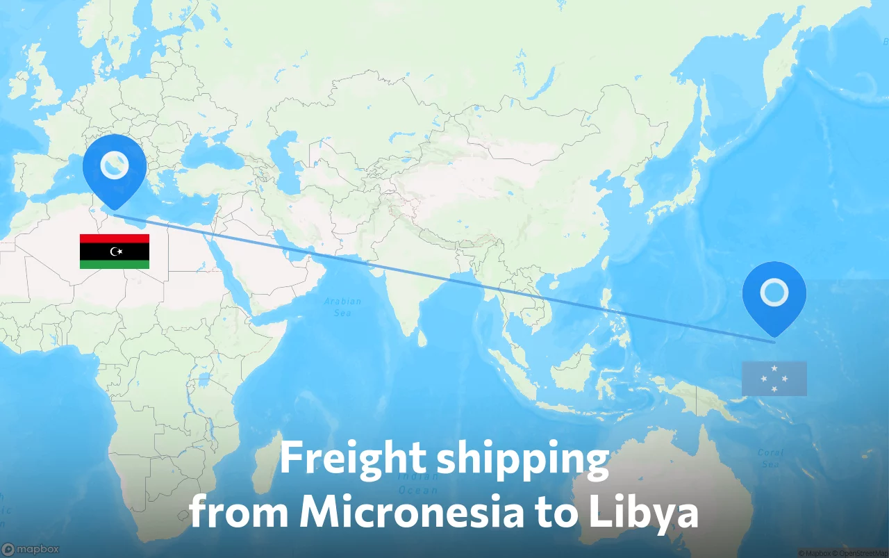 Shipping route from Micronesia to Libya