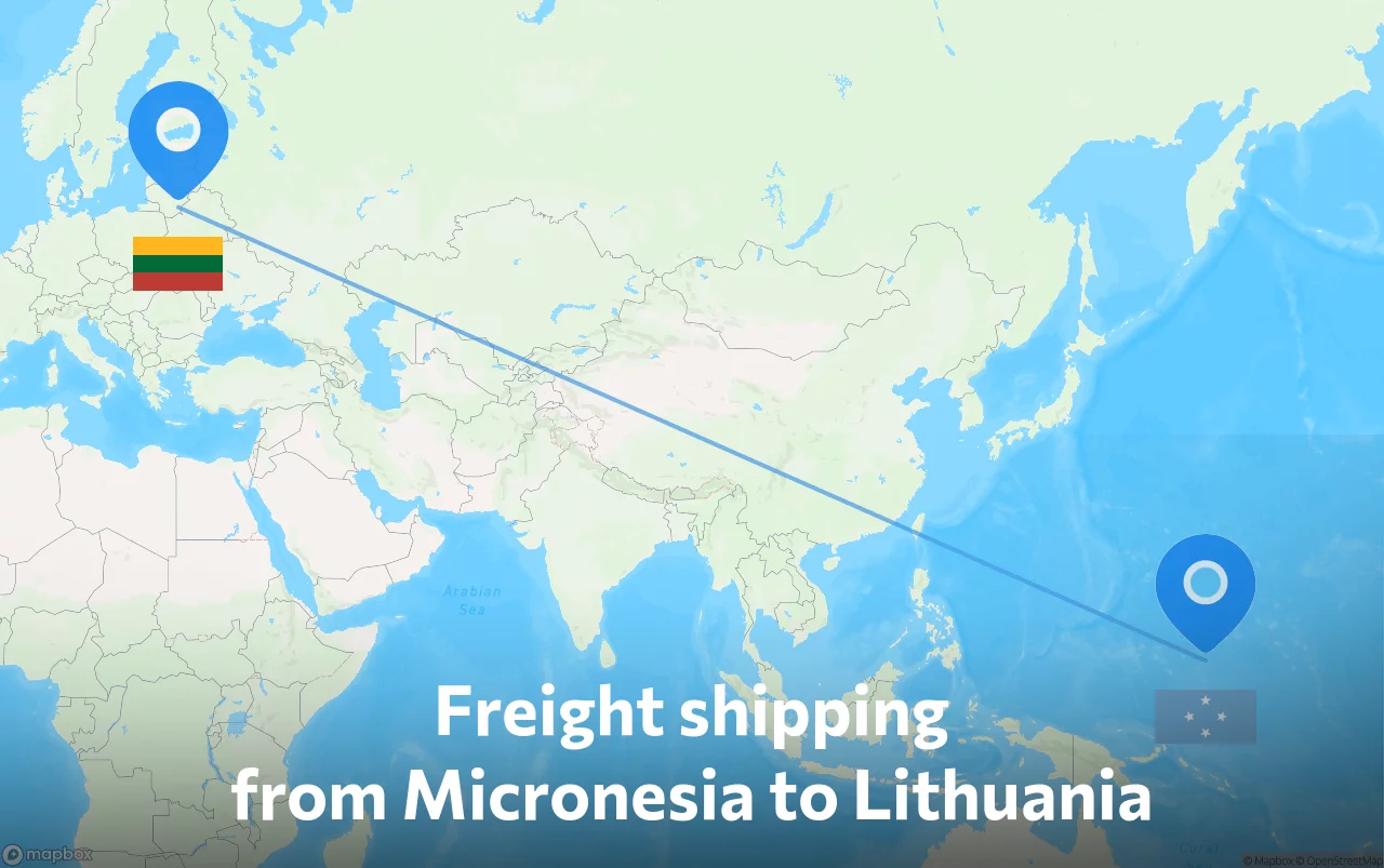 Shipping route from Micronesia to Lithuania