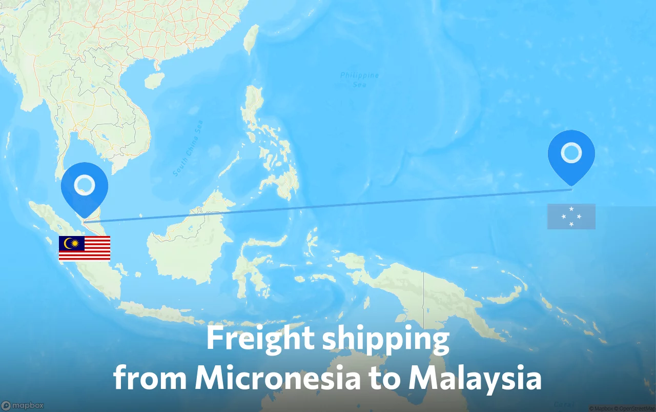 Shipping route from Micronesia to Malaysia
