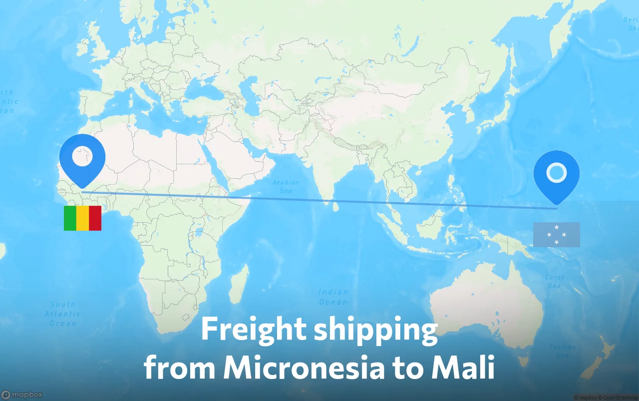 Shipping route from Micronesia to Mali