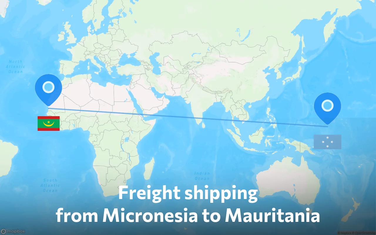 Shipping route from Micronesia to Mauritania