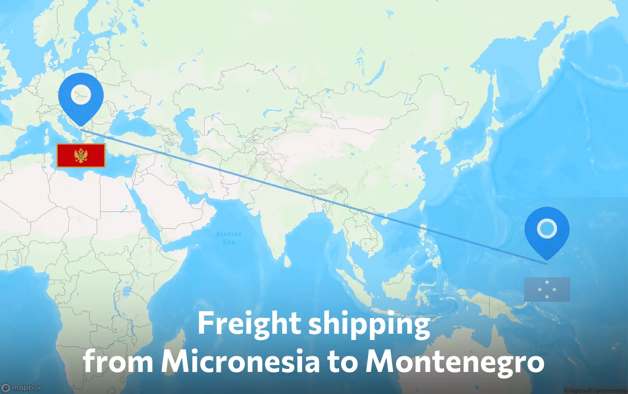 Shipping route from Micronesia to Montenegro