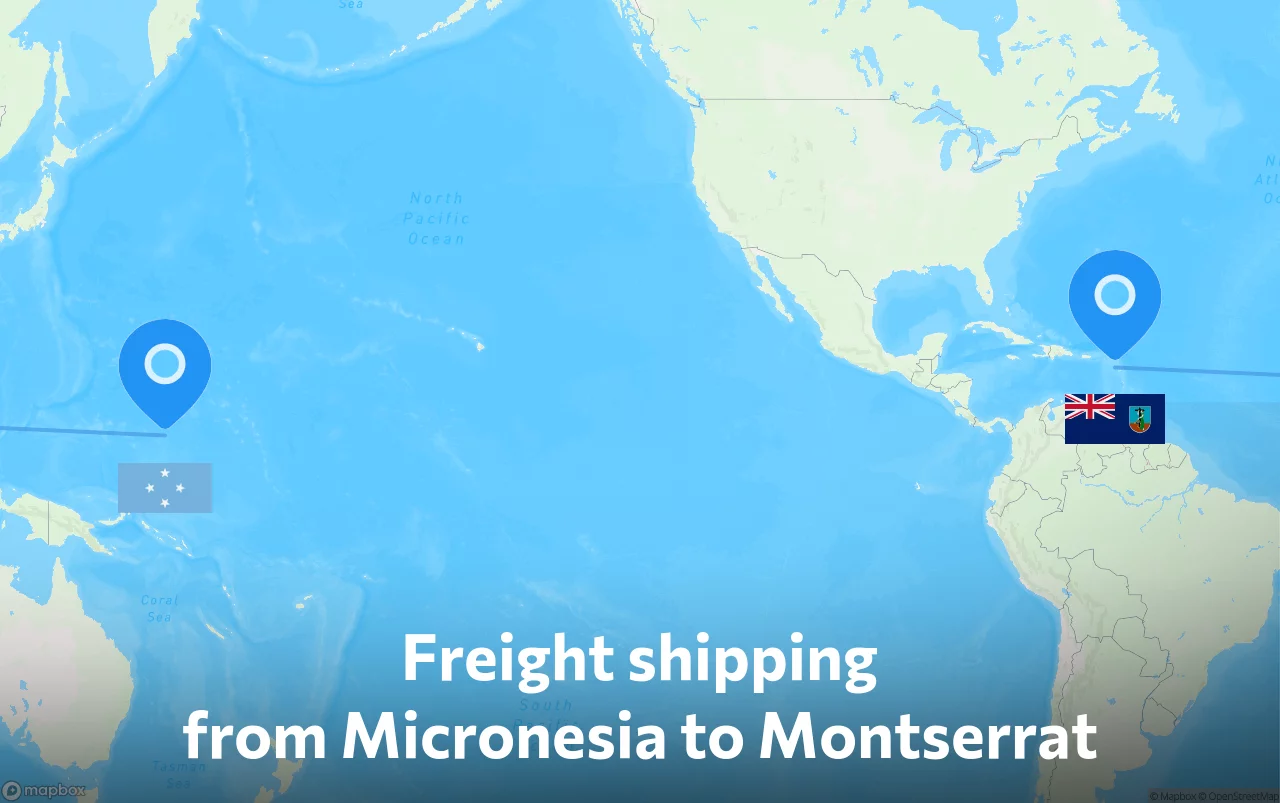 Shipping route from Micronesia to Montserrat