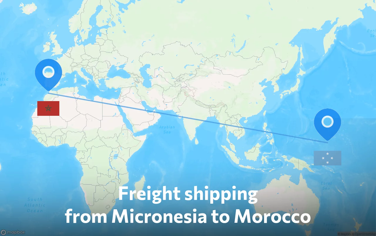 Shipping route from Micronesia to Morocco