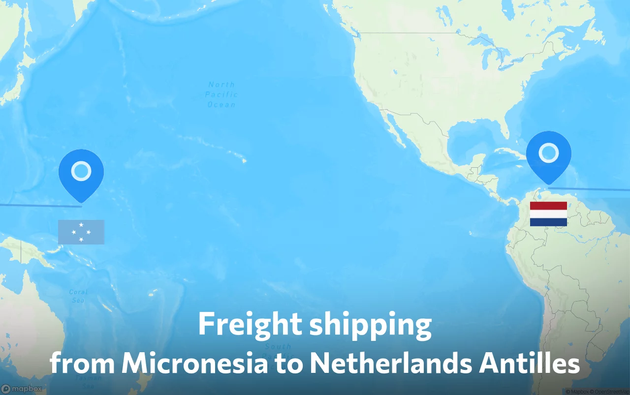 Shipping route from Micronesia to Netherlands Antilles