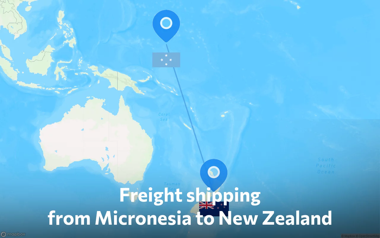 Shipping route from Micronesia to New Zealand