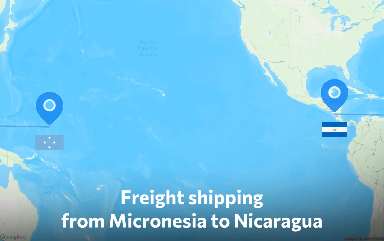 Shipping route from Micronesia to Nicaragua