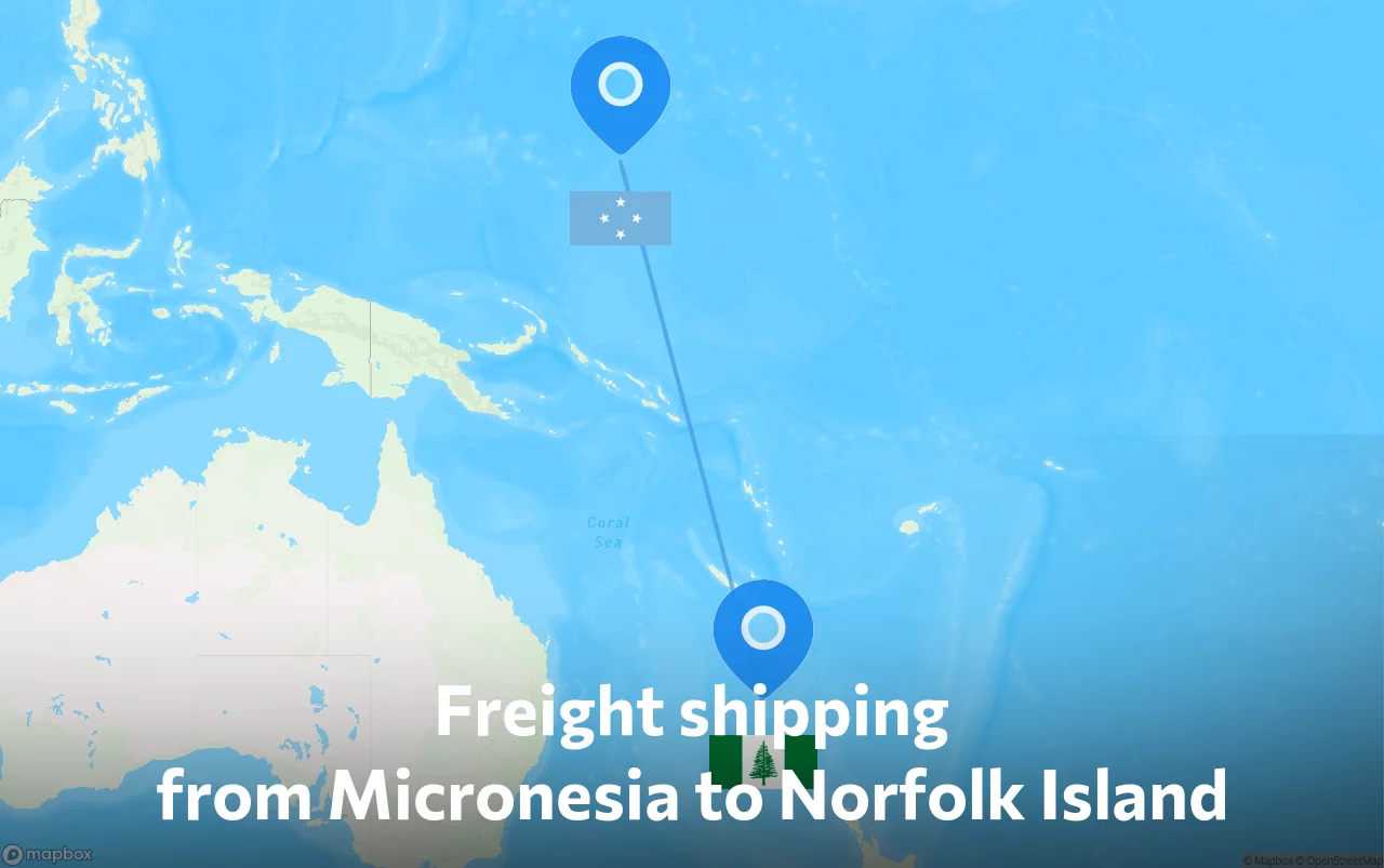 Shipping route from Micronesia to Norfolk Island