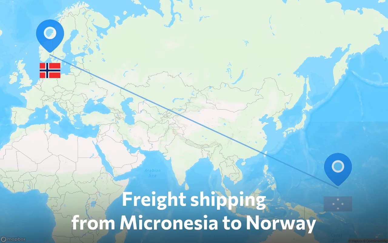 Shipping route from Micronesia to Norway