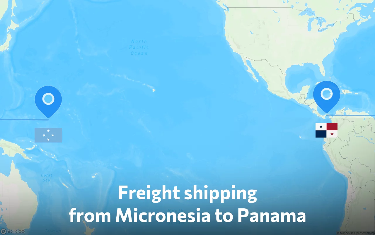 Shipping route from Micronesia to Panama