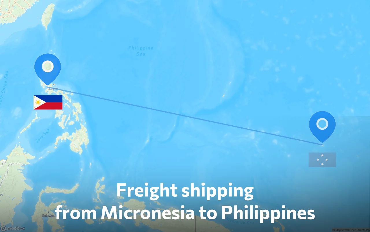 Shipping route from Micronesia to Philippines