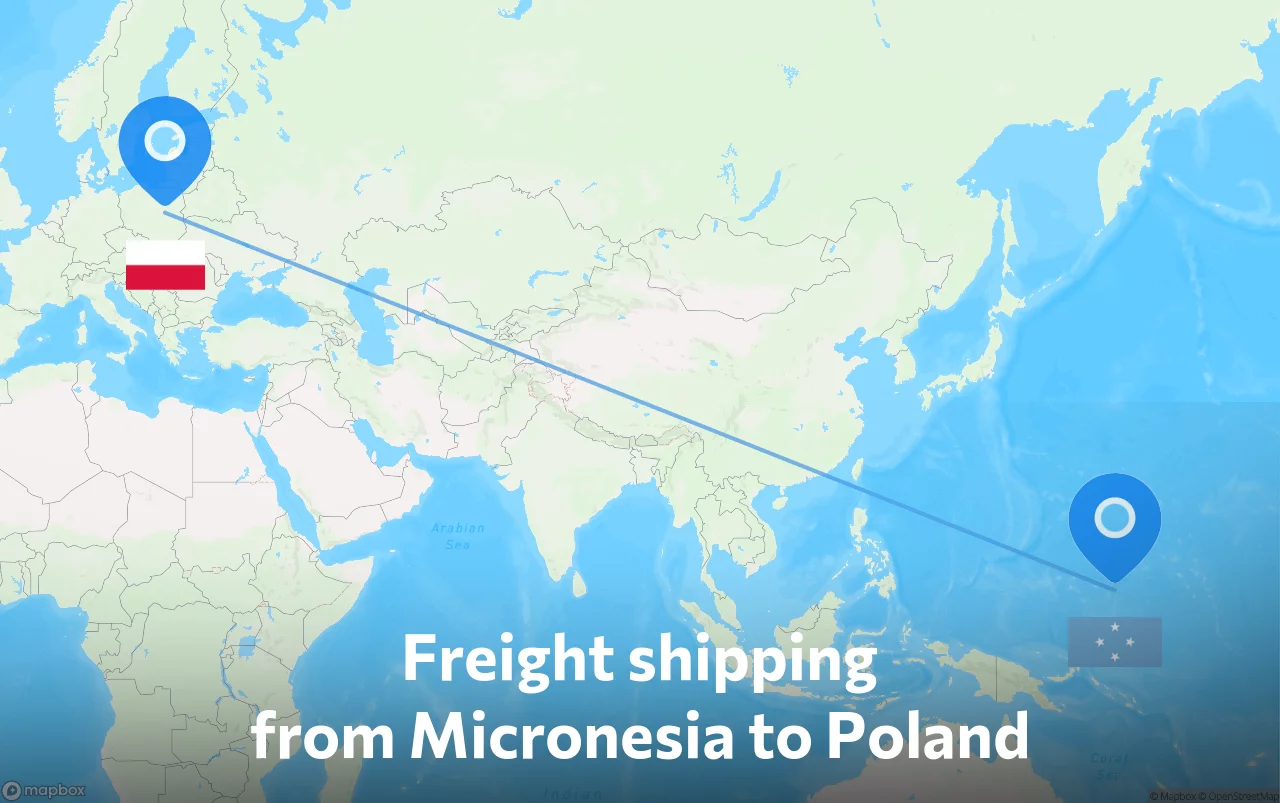 Shipping route from Micronesia to Poland