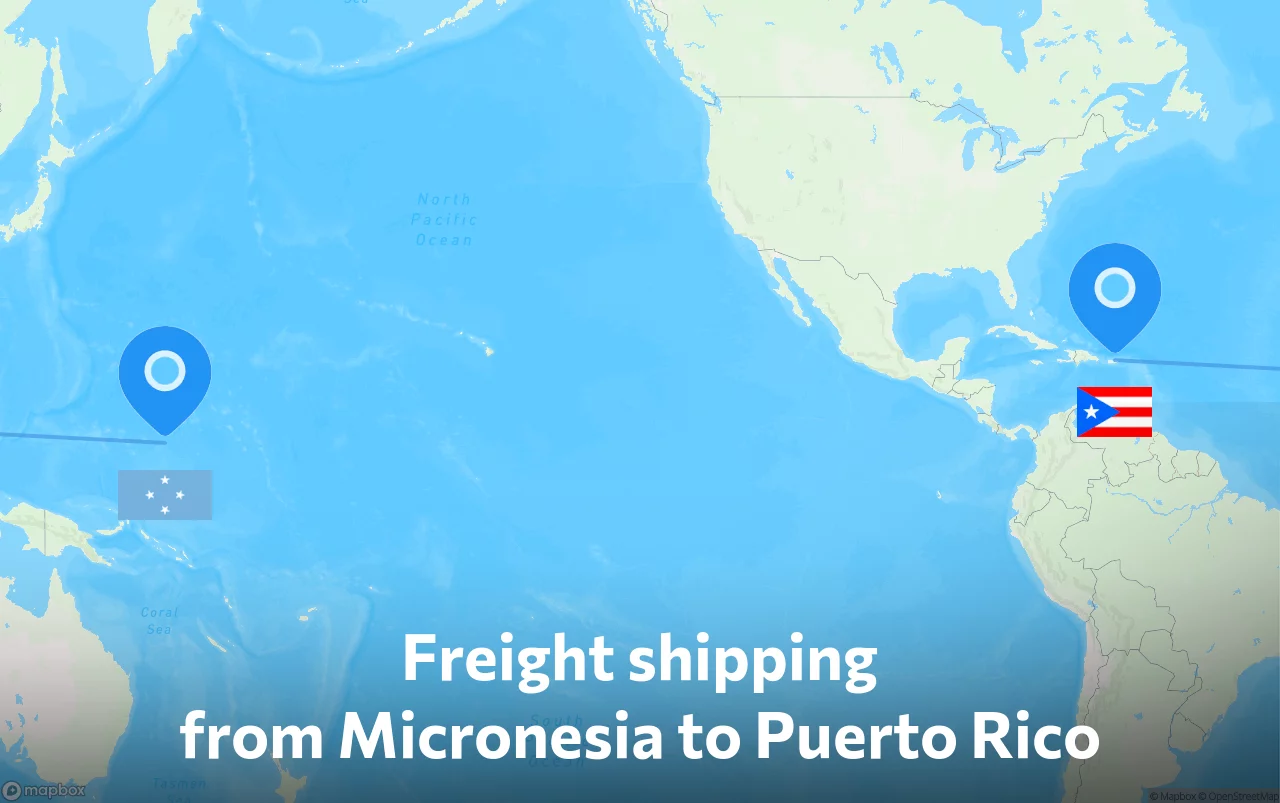 Shipping route from Micronesia to Puerto Rico