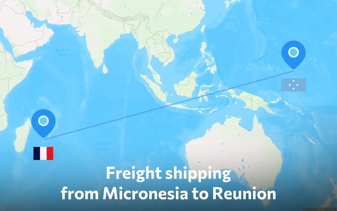 Shipping route from Micronesia to Reunion