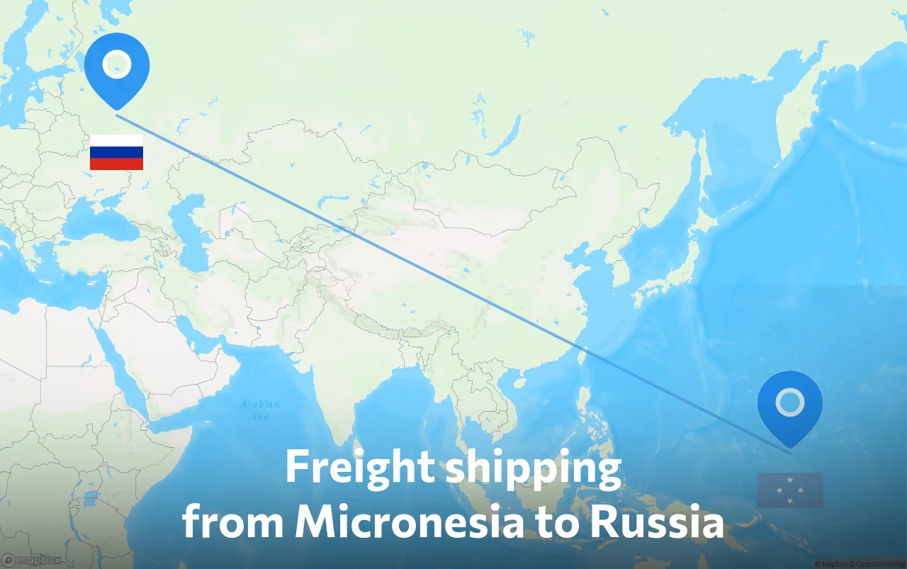 Shipping route from Micronesia to Russia