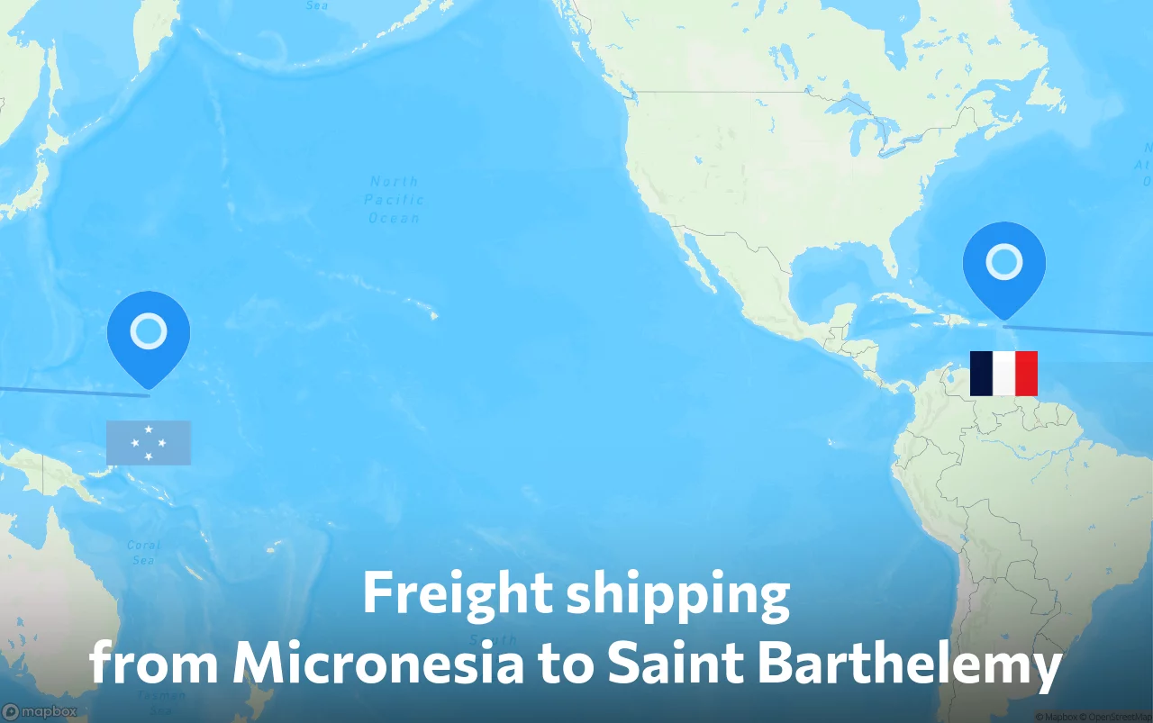 Shipping route from Micronesia to Saint Barthelemy