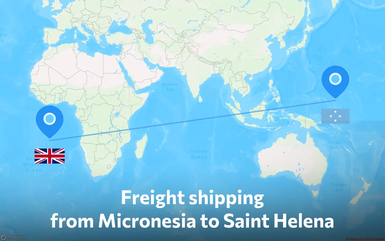 Shipping route from Micronesia to Saint Helena