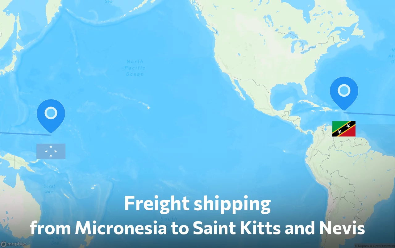 Shipping route from Micronesia to Saint Kitts and Nevis
