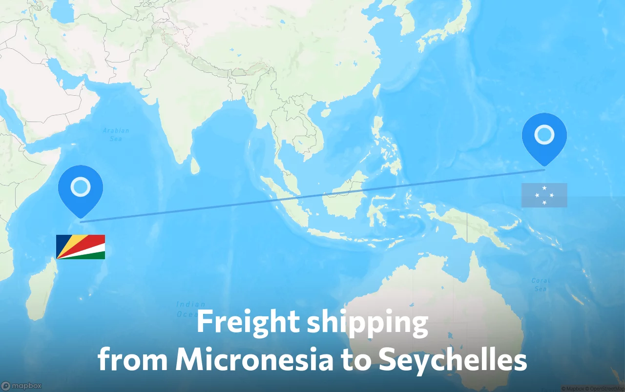 Shipping route from Micronesia to Seychelles
