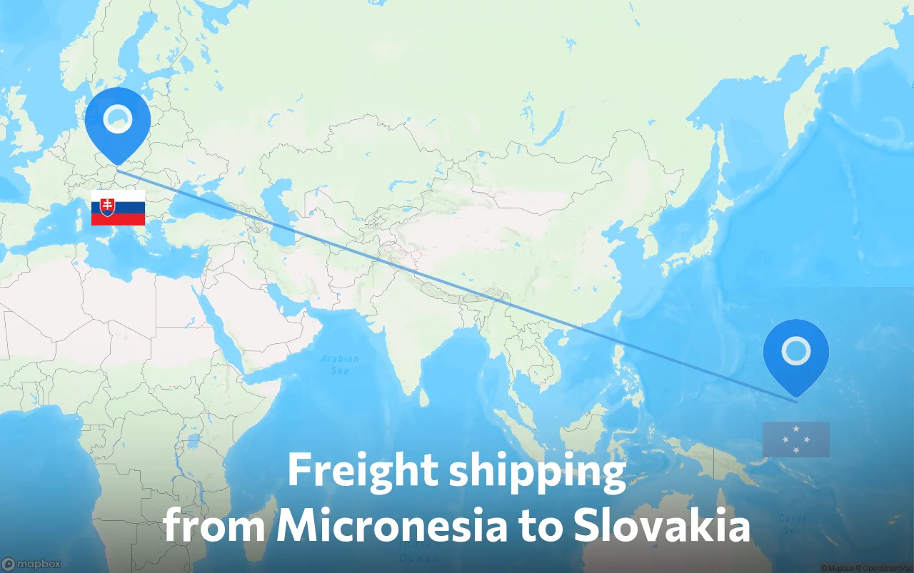 Shipping route from Micronesia to Slovakia