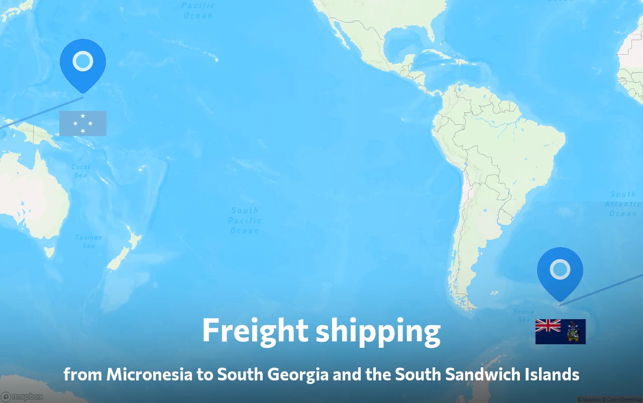 Shipping route from Micronesia to South Georgia and the South Sandwich Islands