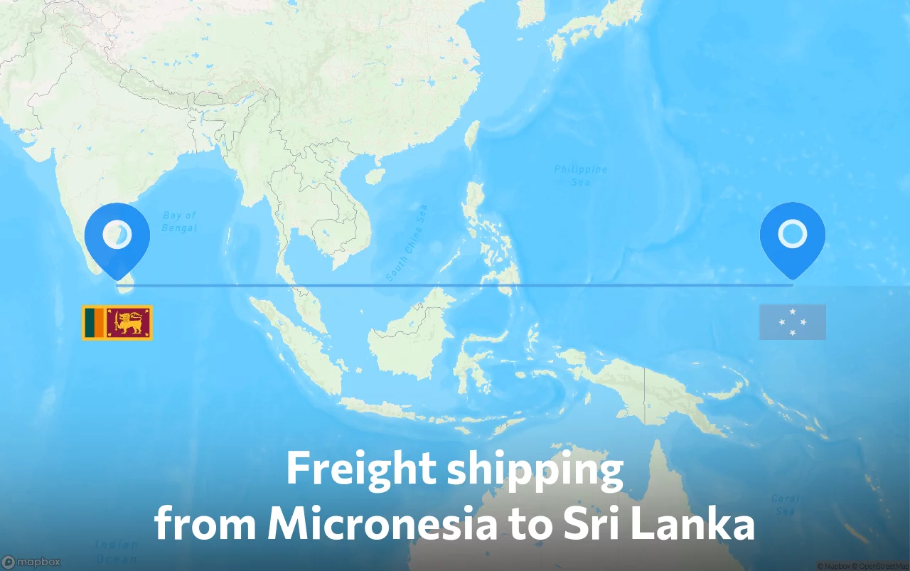 Shipping route from Micronesia to Sri Lanka