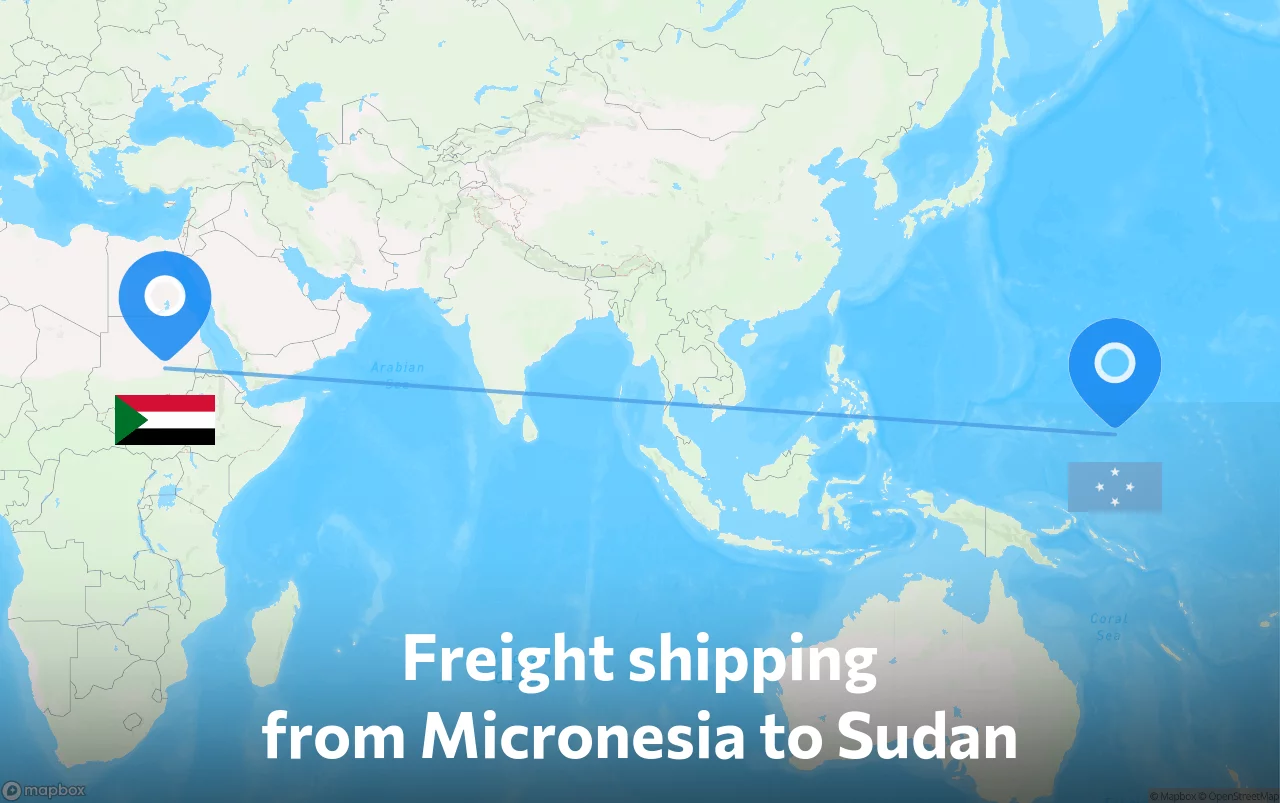 Shipping route from Micronesia to Sudan