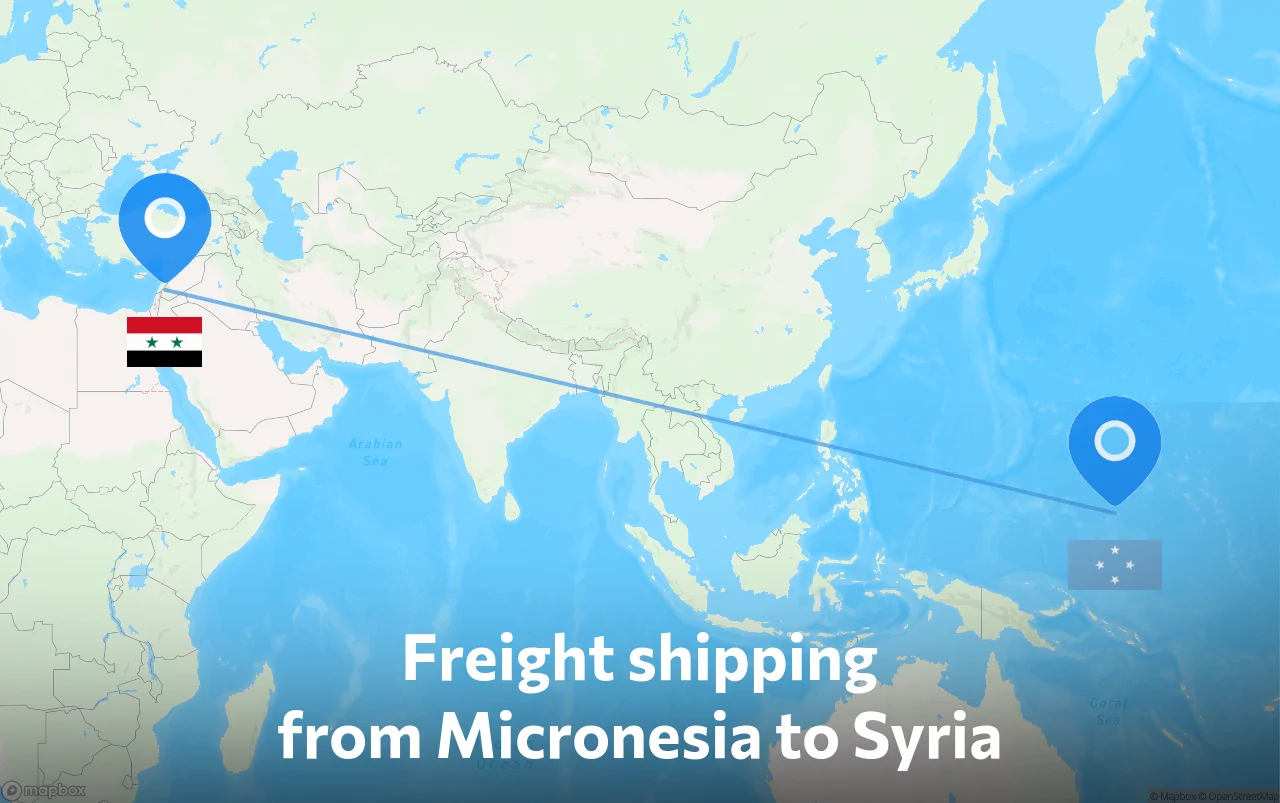 Shipping route from Micronesia to Syria