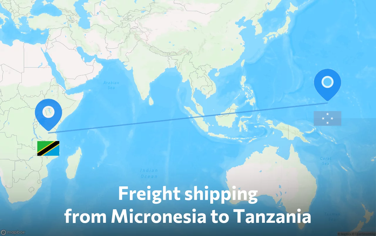Shipping route from Micronesia to Tanzania