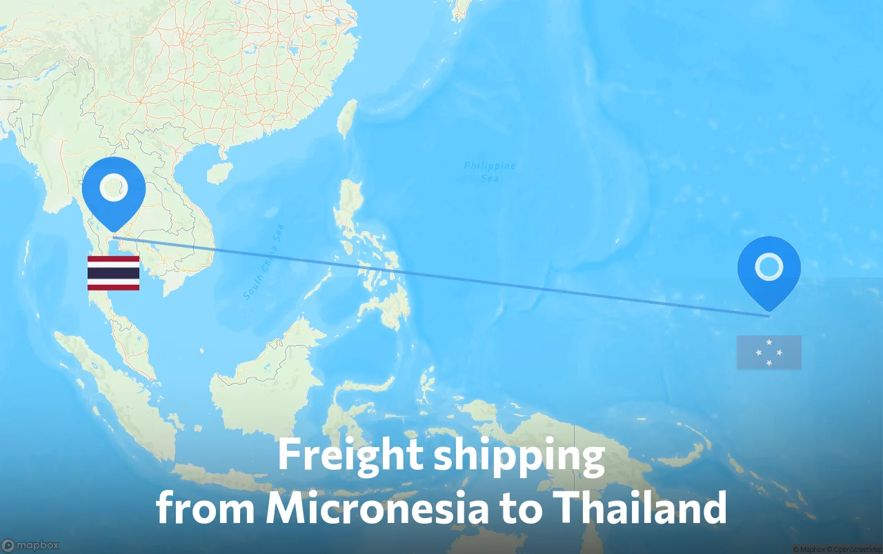 Shipping route from Micronesia to Thailand