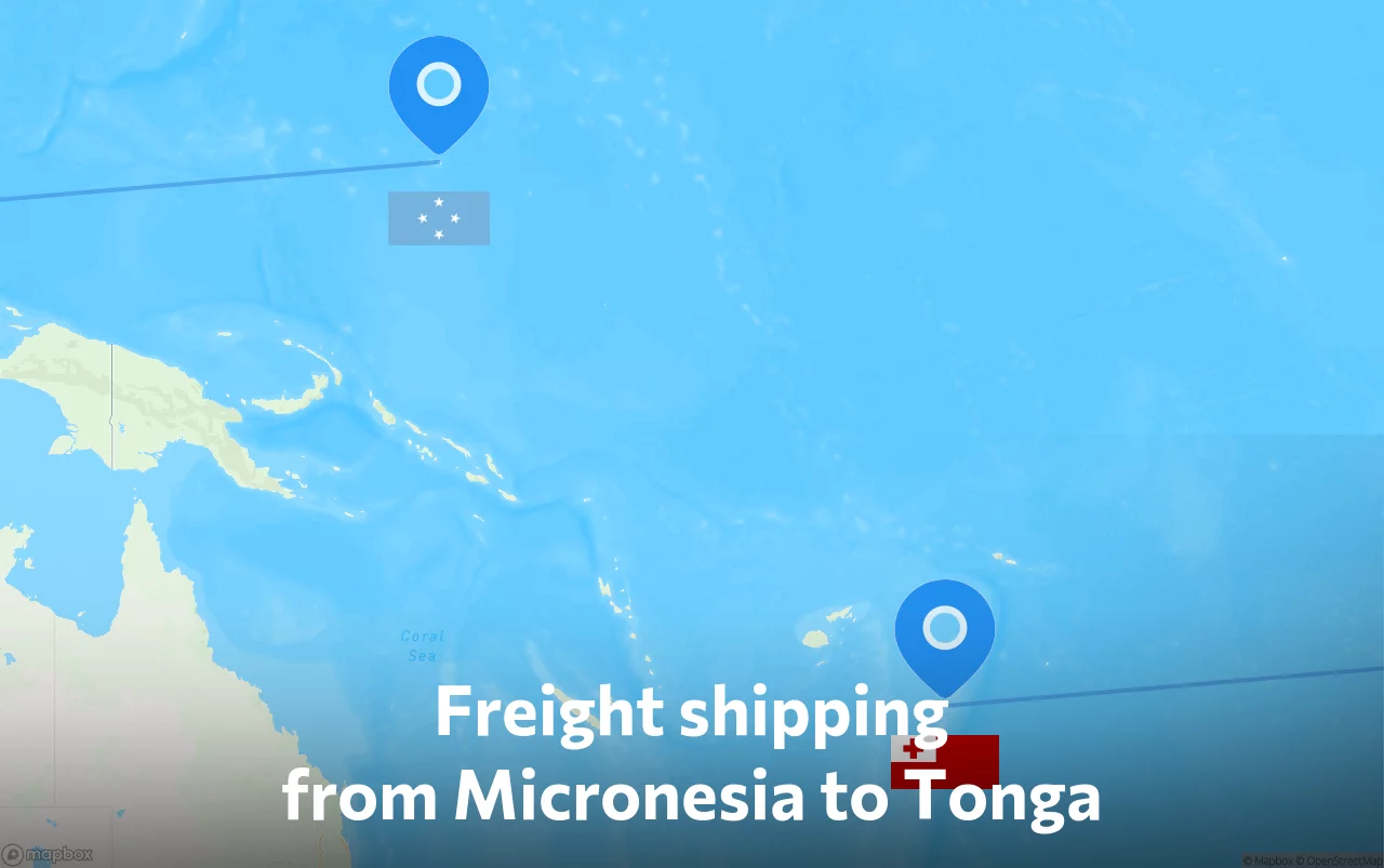 Shipping route from Micronesia to Tonga