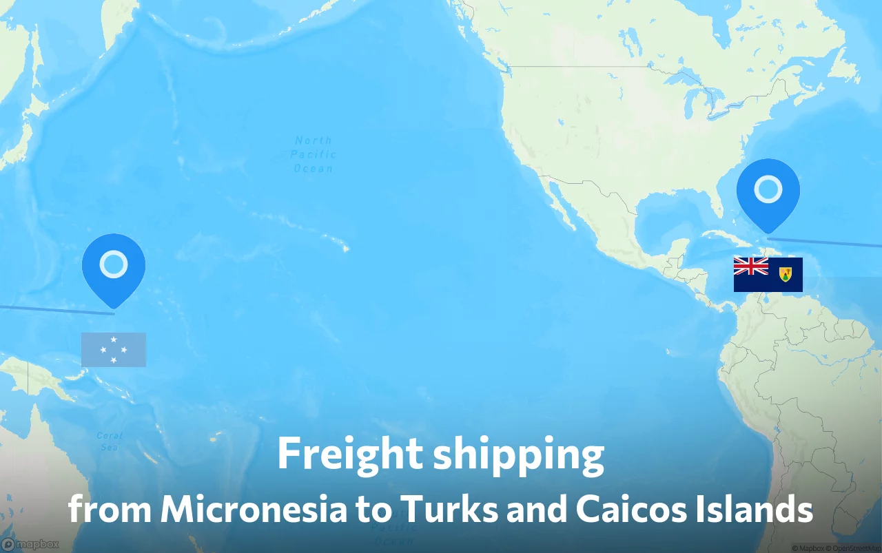 Shipping route from Micronesia to Turks and Caicos Islands