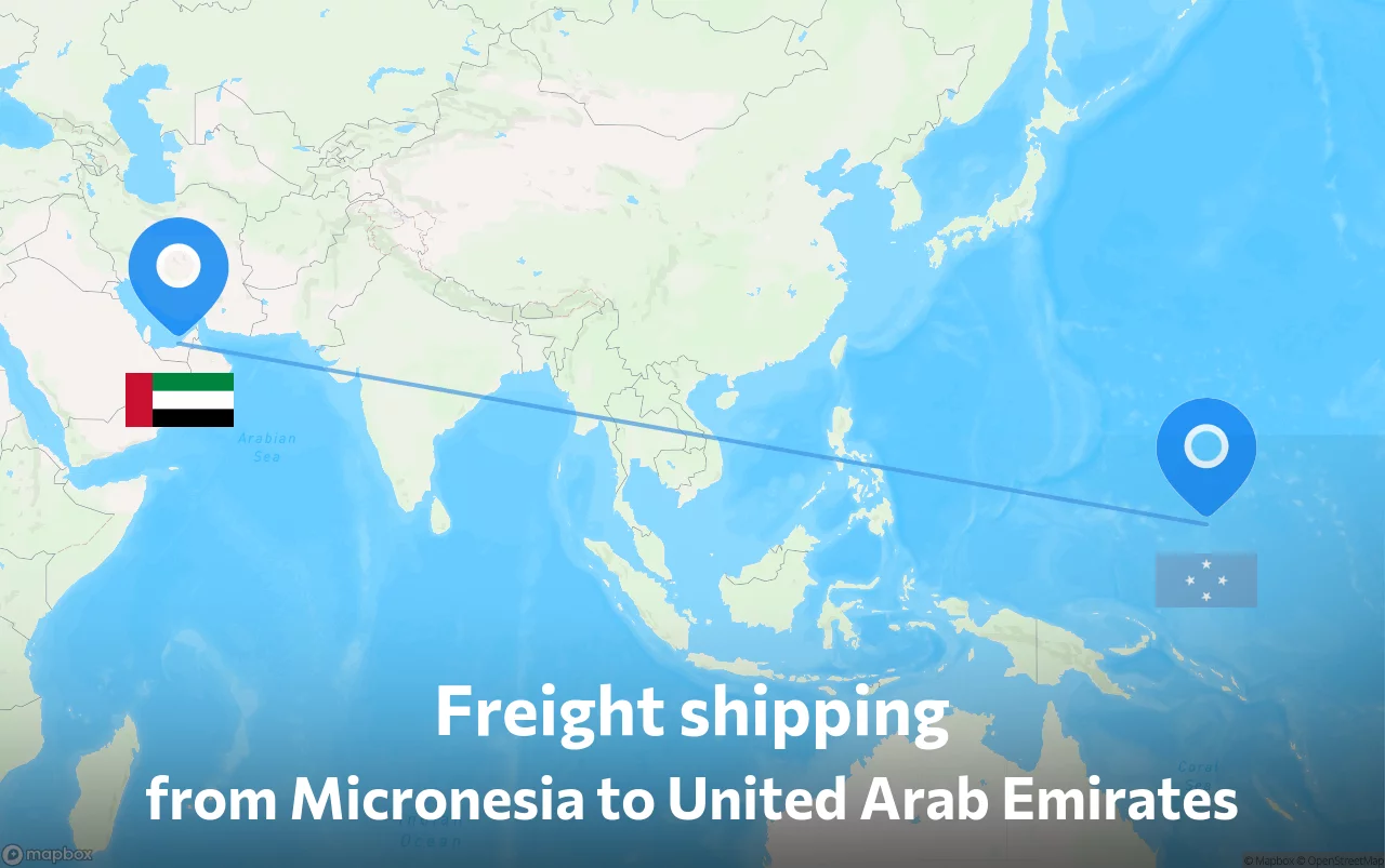 Shipping route from Micronesia to United Arab Emirates