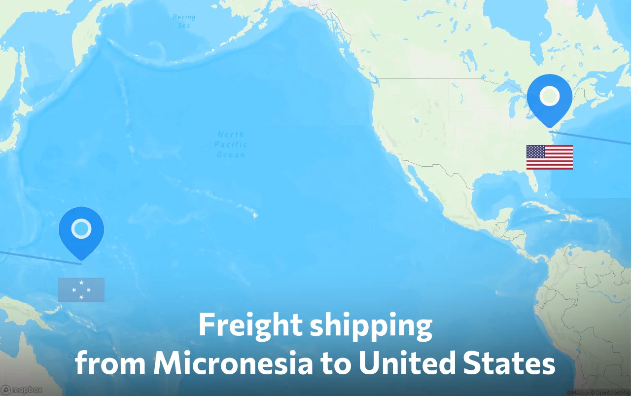 Shipping route from Micronesia to United States