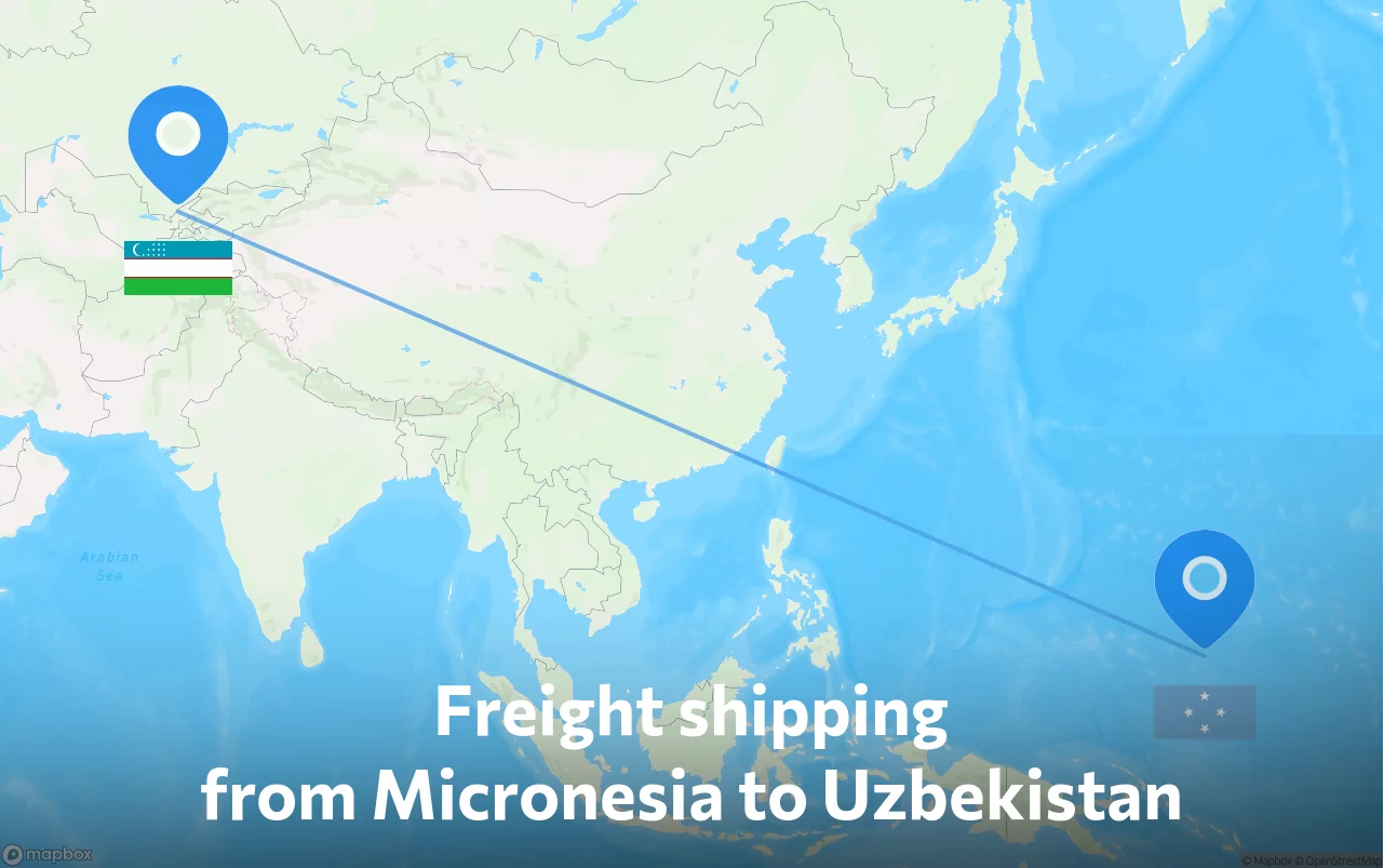 Shipping route from Micronesia to Uzbekistan