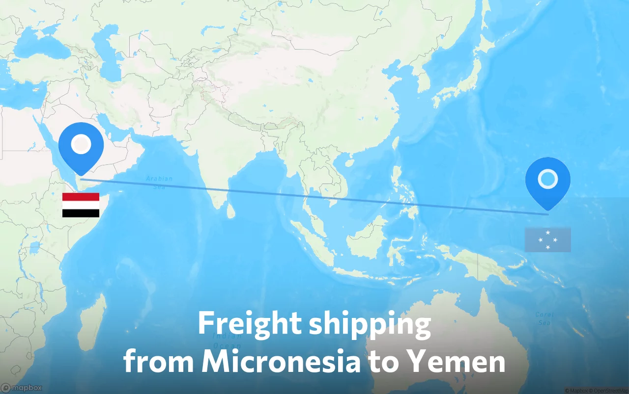 Shipping route from Micronesia to Yemen