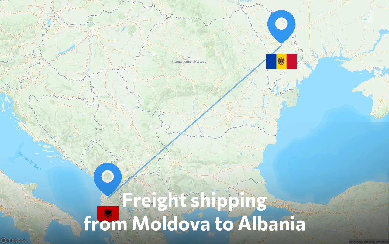 Shipping route from Moldova to Albania