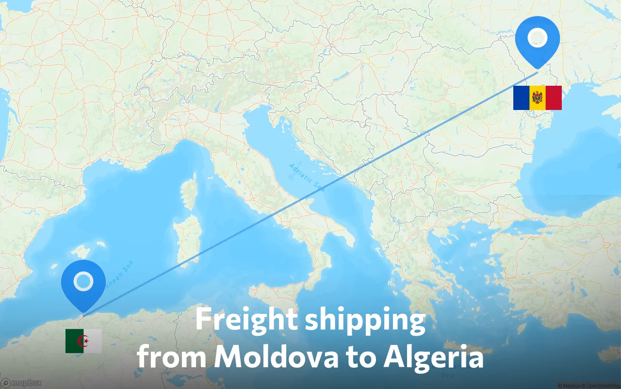 Shipping route from Moldova to Algeria