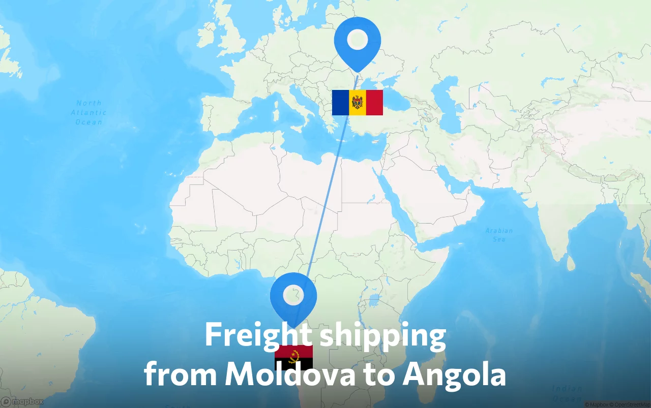 Shipping route from Moldova to Angola