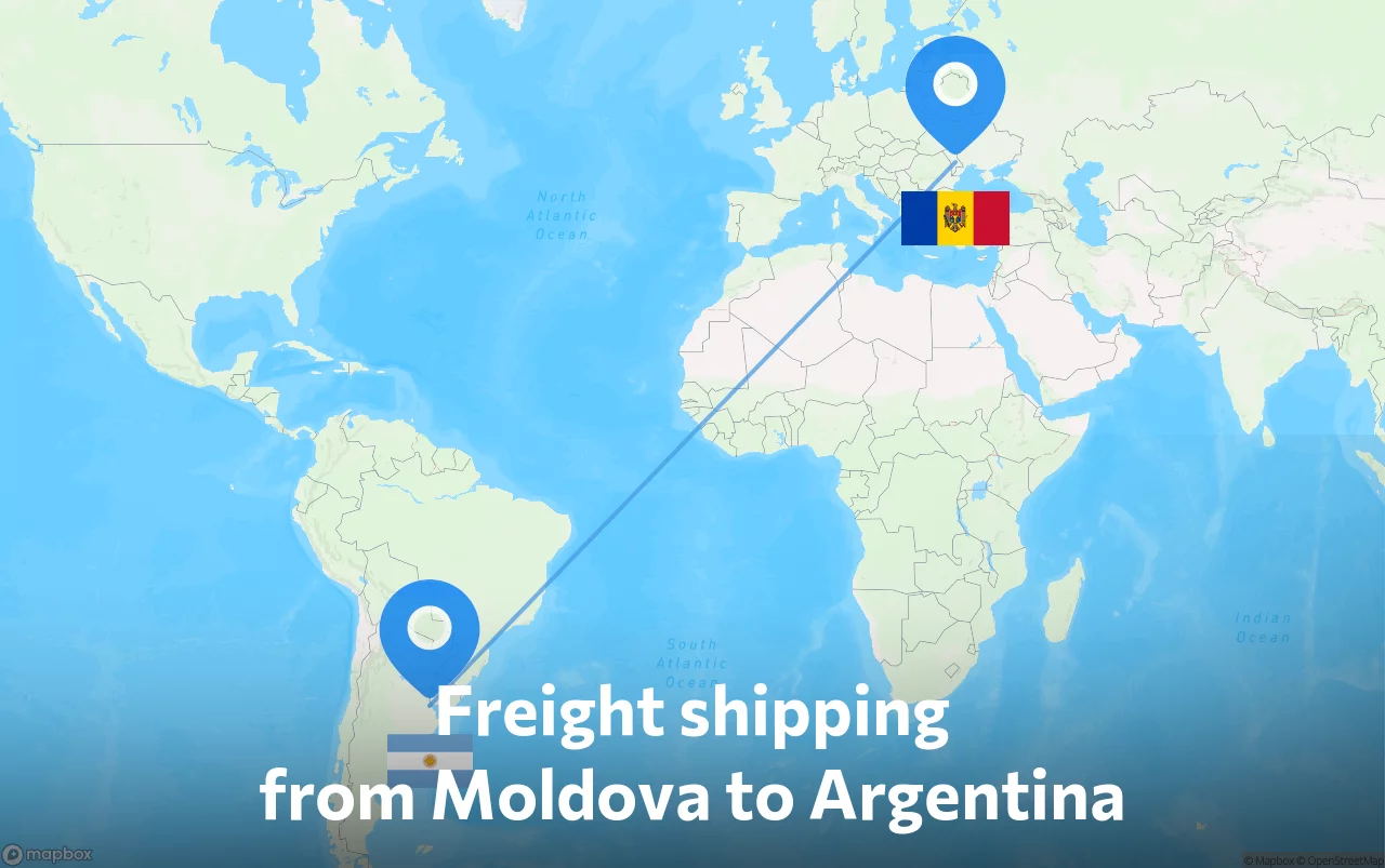 Shipping route from Moldova to Argentina