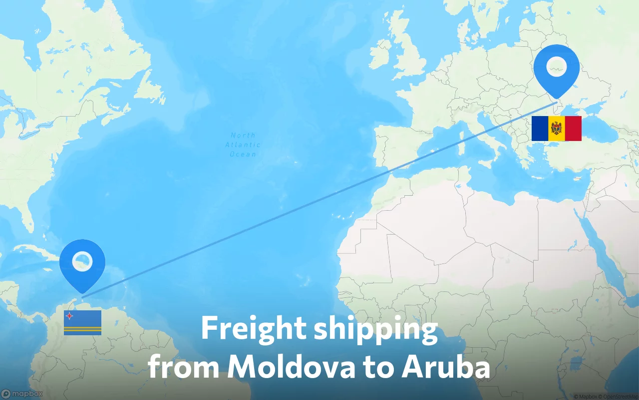 Shipping route from Moldova to Aruba