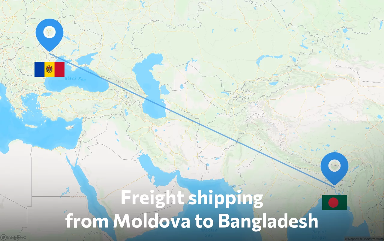 Shipping route from Moldova to Bangladesh